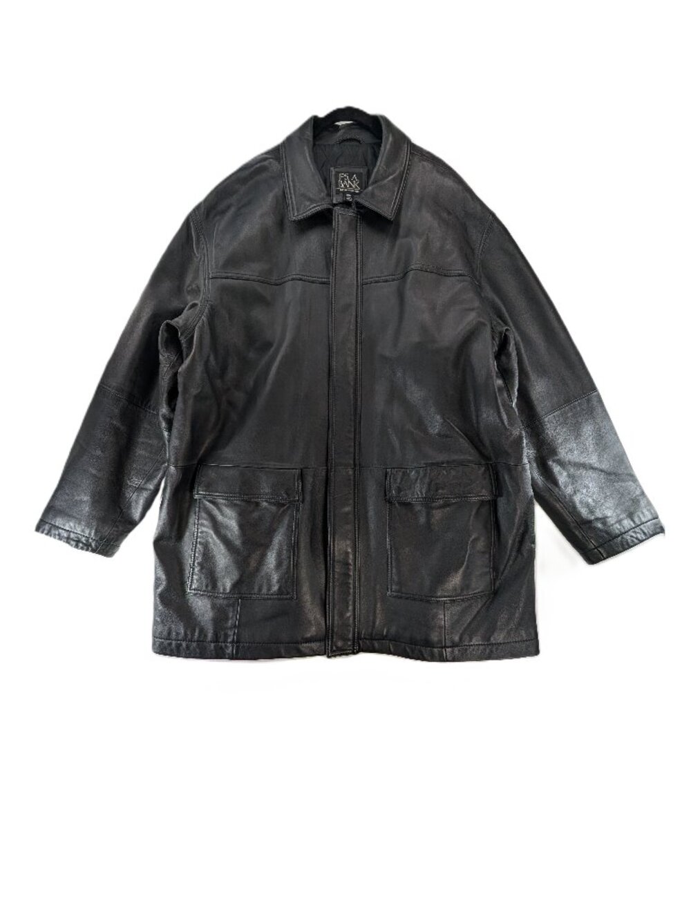 Jos A Bank Leather Jacket Coat Mens Sz XXL 2XL Black Quilted Classic Butter Soft